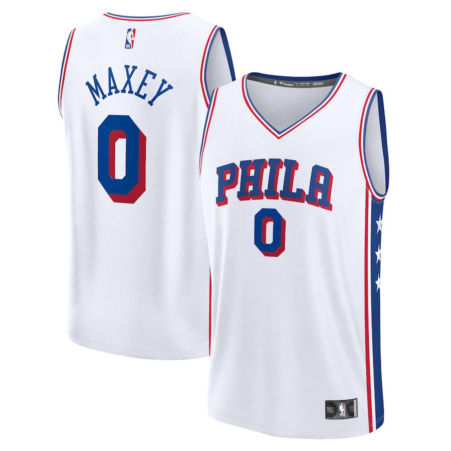 Men Philadelphia 76ers #0 Tyrese Maxey Fanatics Branded White Association Edition 2023-24 Fast Break Replica NBA Jersey->philadelphia 76ers->NBA Jersey